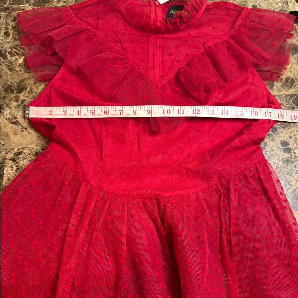 Forever 21 Red Fit and Flare Dress with Flutter Sleeves for Prom - Picture 3 of 11